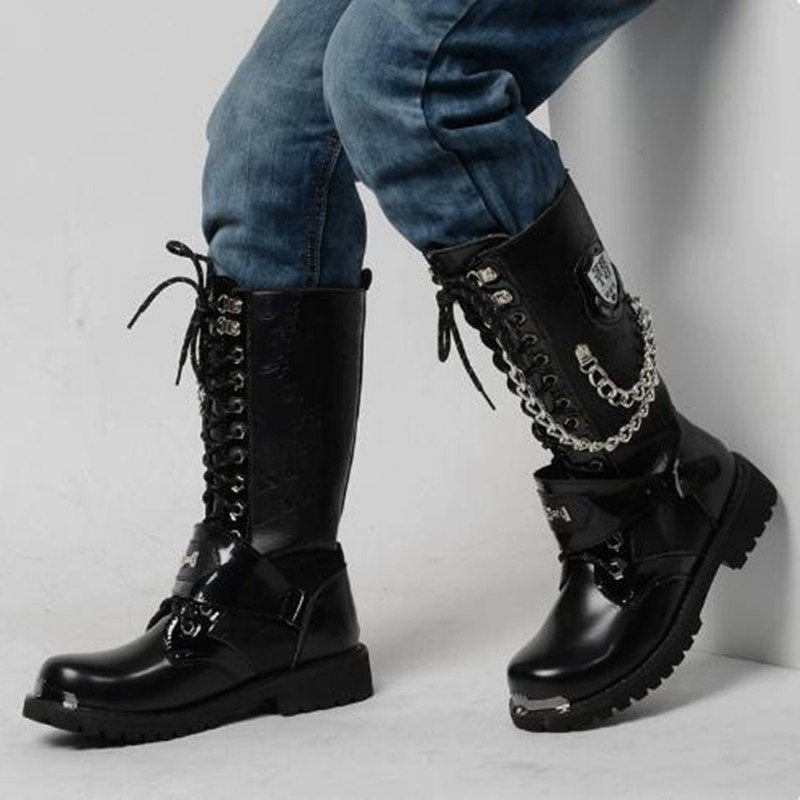 Men Fashion Motorcycle Boots M - đánh giá và giá Steel Chain