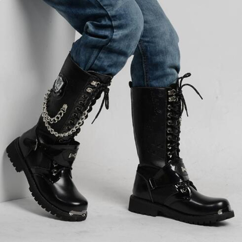 Men Fashion Motorcycle Boots M - đánh giá và giá Steel Chain