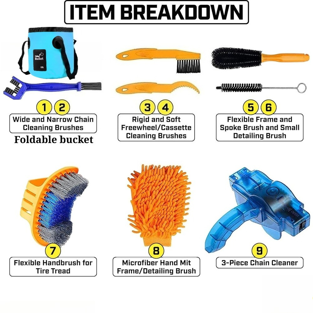 9PCS Bike Cleaning Kit Compreh - đánh giá và giá Chain Sprocket Set